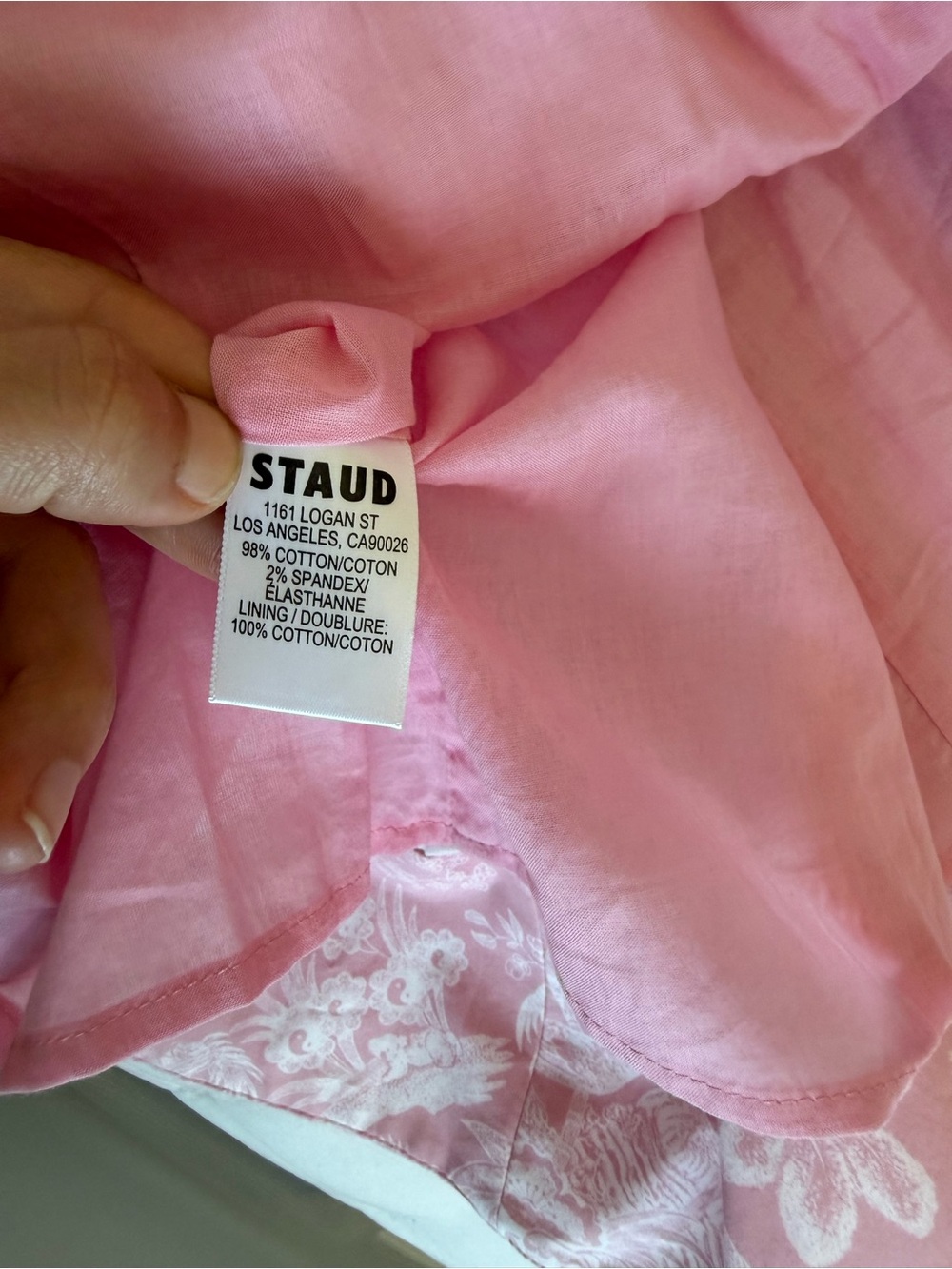 Staud NWT 0 Wells Mini Dress in Pink Cherry Blossom Ivory Toile - Picture 7 of 8